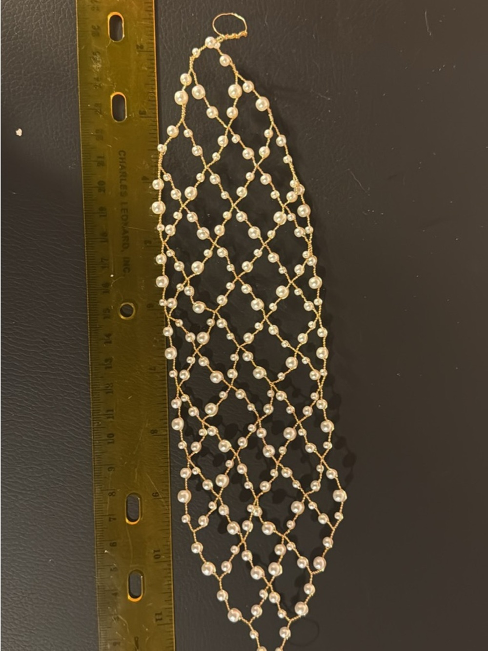 Gold-Tone Pearl Net Hair Accessory